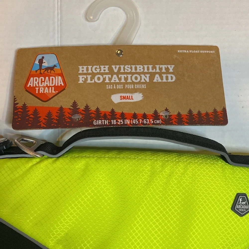 NWT Arcadia Trail Flotation Dog Life Jacket,  High Visibility, Sz: S
